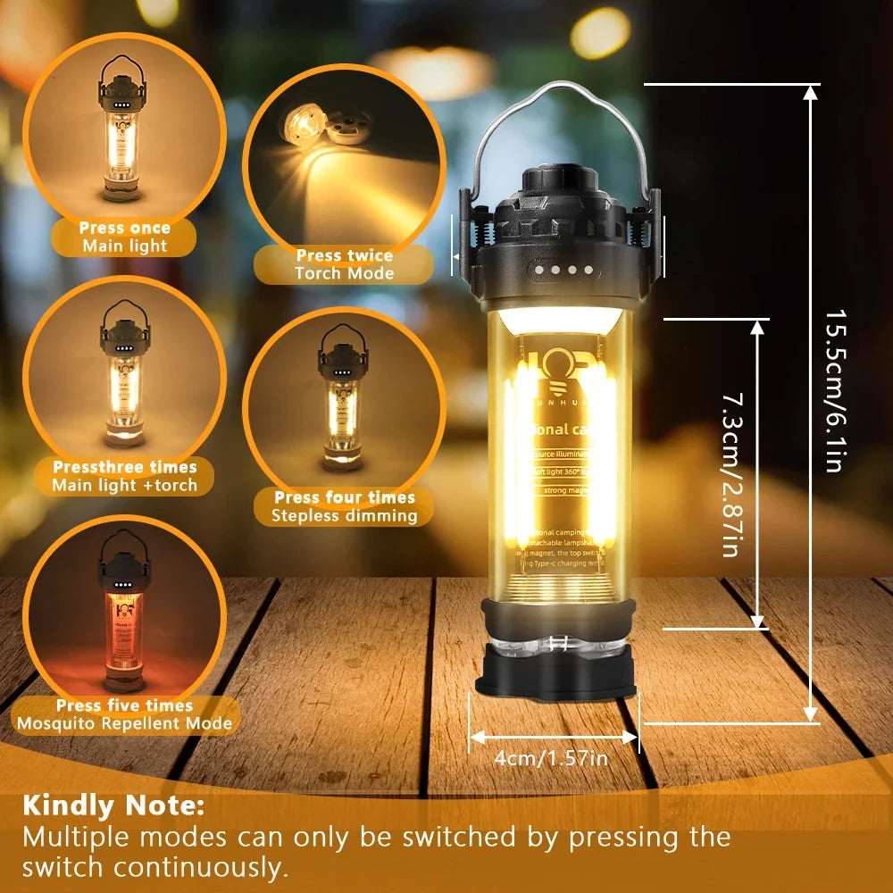3000mAH Water-Resistant Camping Lantern - Retro Tent Lighting, Outdoor Atmosphere Decor