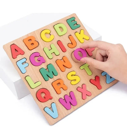 Wooden Colorful Alphabet Number Puzzle for Kids Educational Game