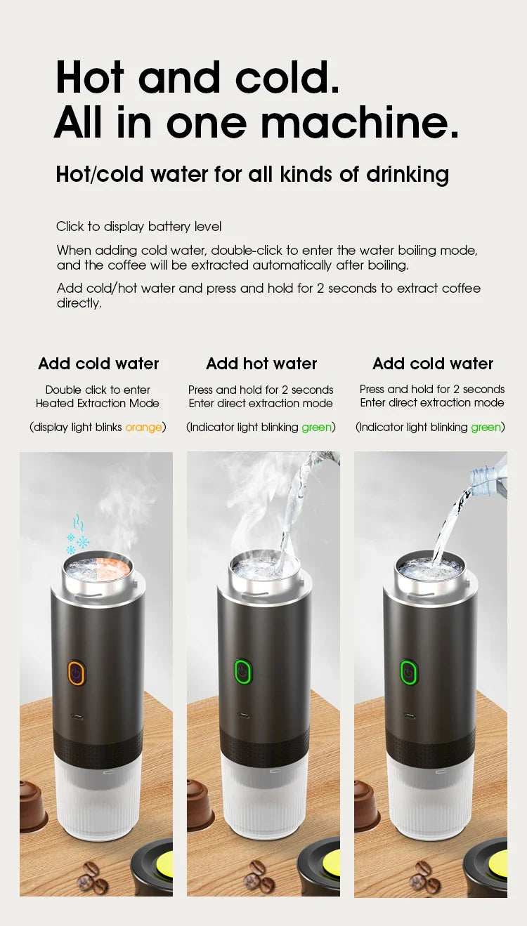 Travel-Friendly Espresso Machine Cordless 3 In 1 Travel Car Camp