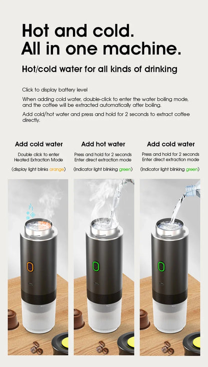 Travel-Friendly Espresso Machine Cordless 3 In 1 Travel Car Camp