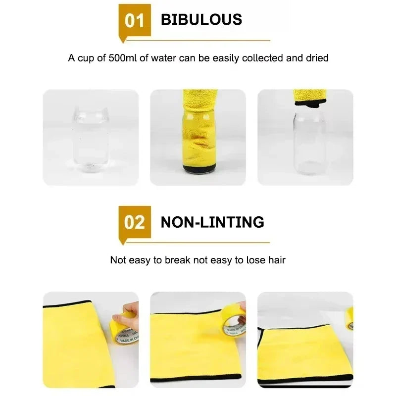 Car Microfiber Towels Double Layer Detailing Cloth Fall 2025 Plush Highly Absorbent Drying Towel