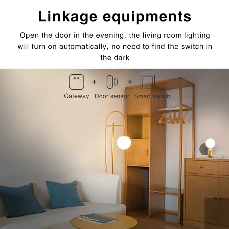 Tuya Smart Zigbee Door Sensor - Black Window Detector for Household Security System with Smart Life APP