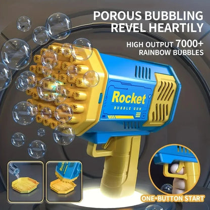 Motor-Driven 40-Hole Bubble Blaster Toy - Hand-Held Outdoor Fun for Kids, No Batteries or Bubble Option Needed