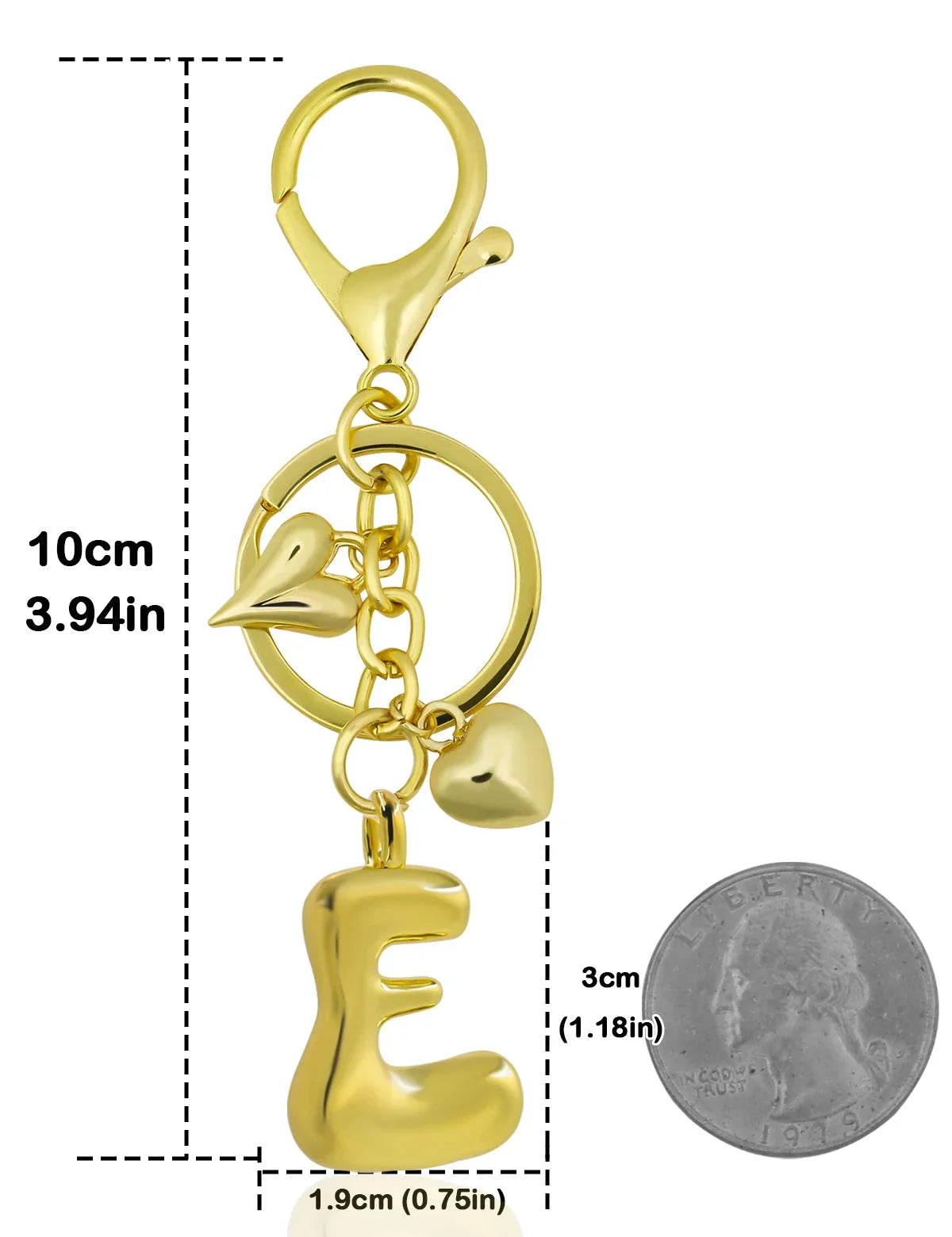 Keychain Personalized Gold Bubble Letter Bag Charm Gift