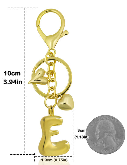 Keychain Personalized Gold Bubble Letter Bag Charm Gift