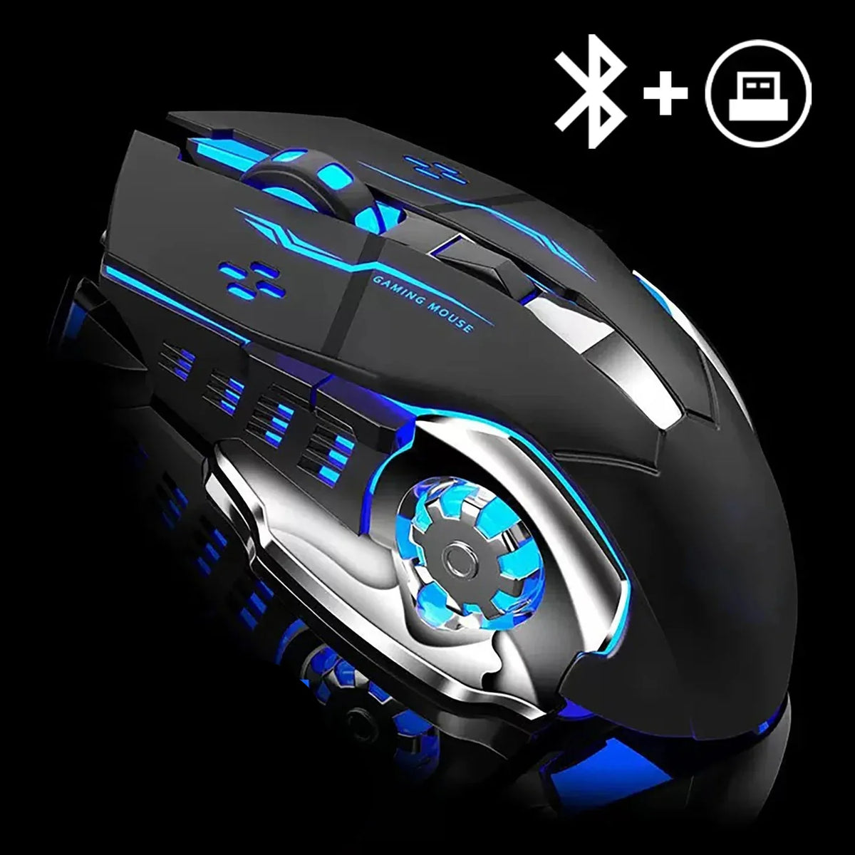 Cordless Battery-Powered Gaming Mouse Bluetooth Silent Backlit