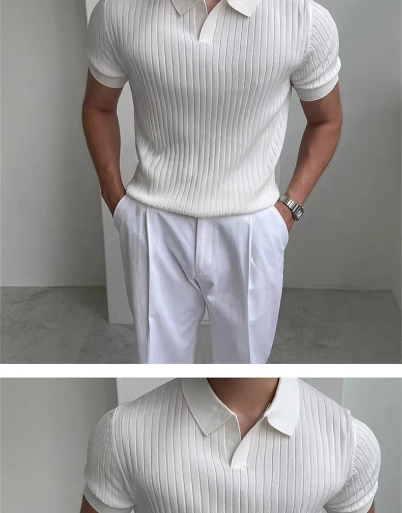 Fast-dry men's golf polo shirt - slim fit short sleeve, polyester, for sports and casual wear
