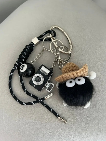 Rope Braid Bag Charm Leather Dachshund Keychain Aesthetic