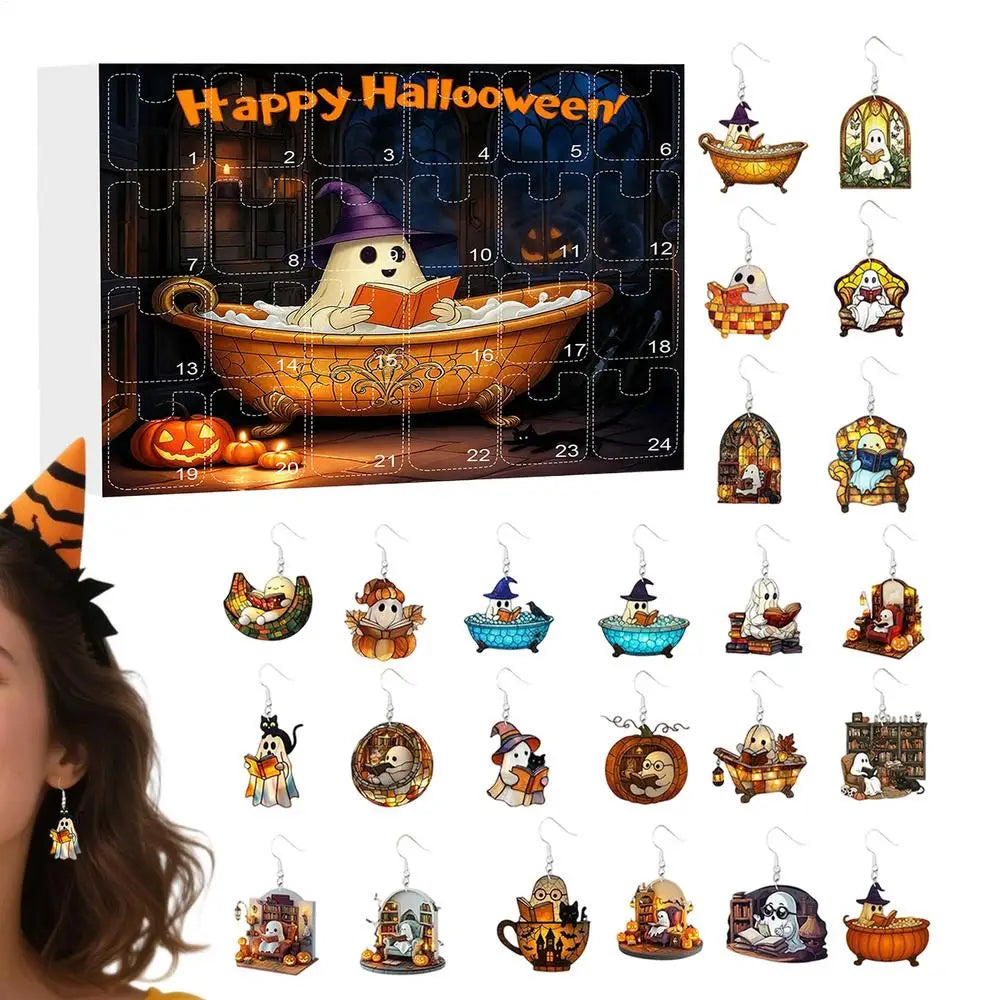 Halloween Advent Calendar Ghost Earrings 24 Day Kit