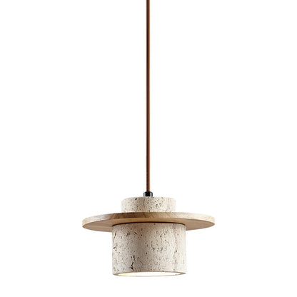 Japanese Japandi Pendant Light Wood And Travertine Bedside Lamp