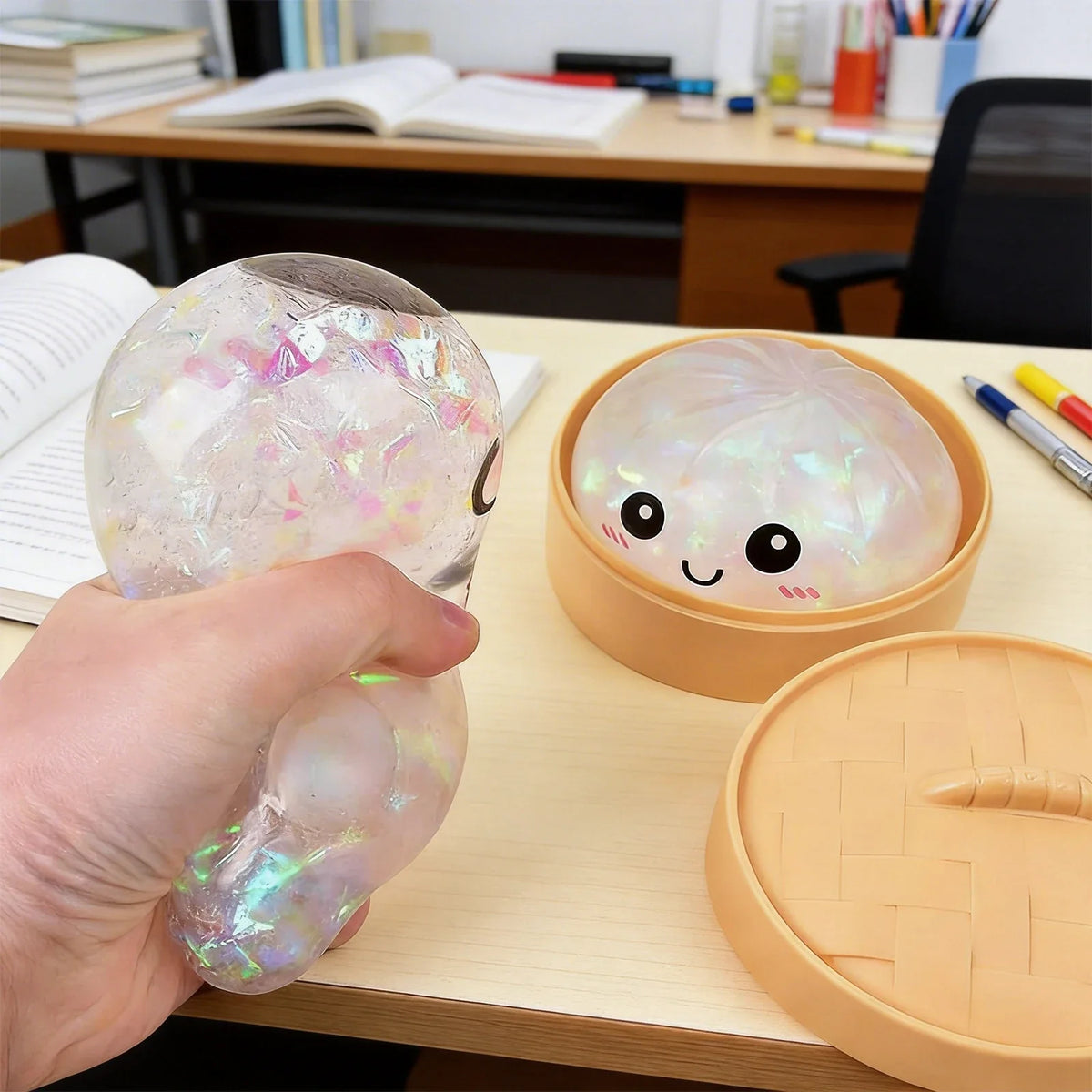 Bun Glitter Fidget Toy Kawaii Dumpling Squeeze Dough Ball Desk Toy Viral Fall 2026 Gift Stress Relief