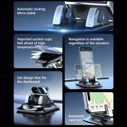 Phone Car Mount 360 Degree Rotation Dashboard Holder Anti Slip Silicone Head Up Navigation Universal Fit Fall 2026 Trend