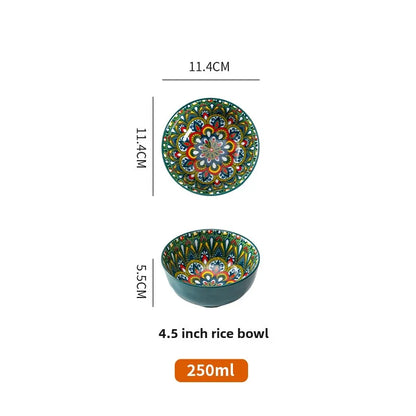 Ceramic Bohemian Rice Bowl Retro Noodle Bowl Kitchen Gift