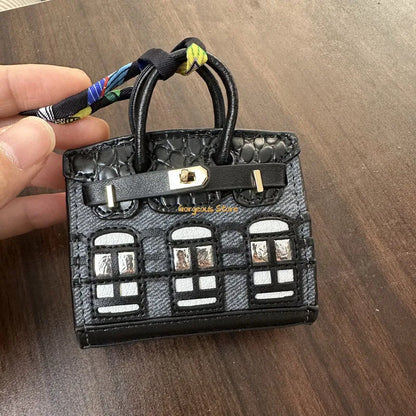 Inspired Birkin Mini Hand Bag - Platinum Bag Charm