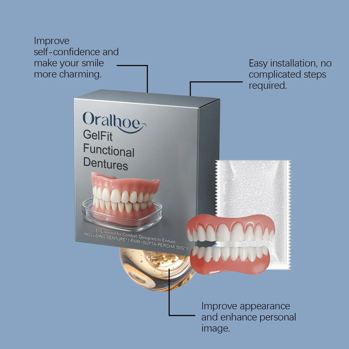 Safe, Simple Fit, Instant Smile Restoration 2026 – Plush Silicone Temporary Dentures Full Kit