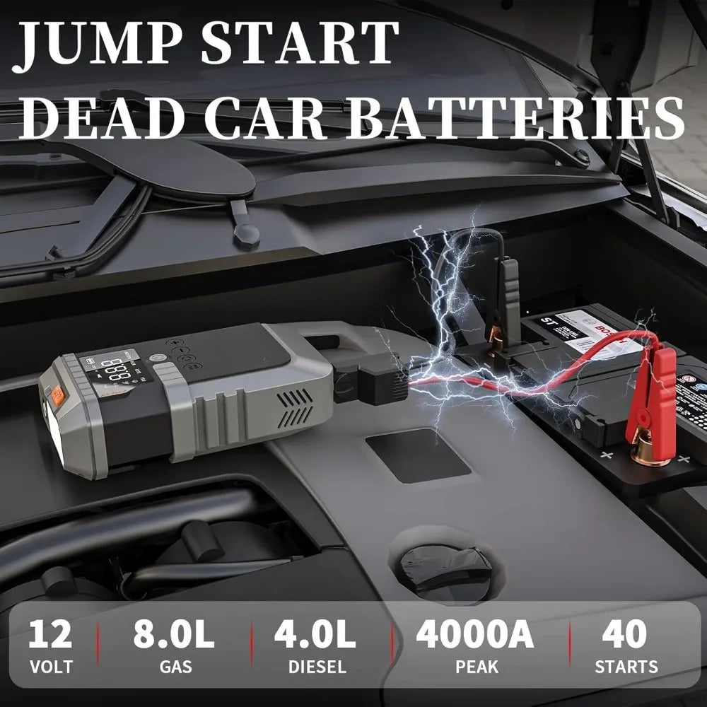 Car2025 Edition Jump Starter With Air Pump 3000A Peak Digital Tire Inflator 150 PSI Travel-Friendly Power Bank Fall