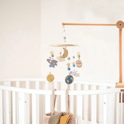 Crib Wooden Mobile Bracket Newborn Sensory Toys Soothing