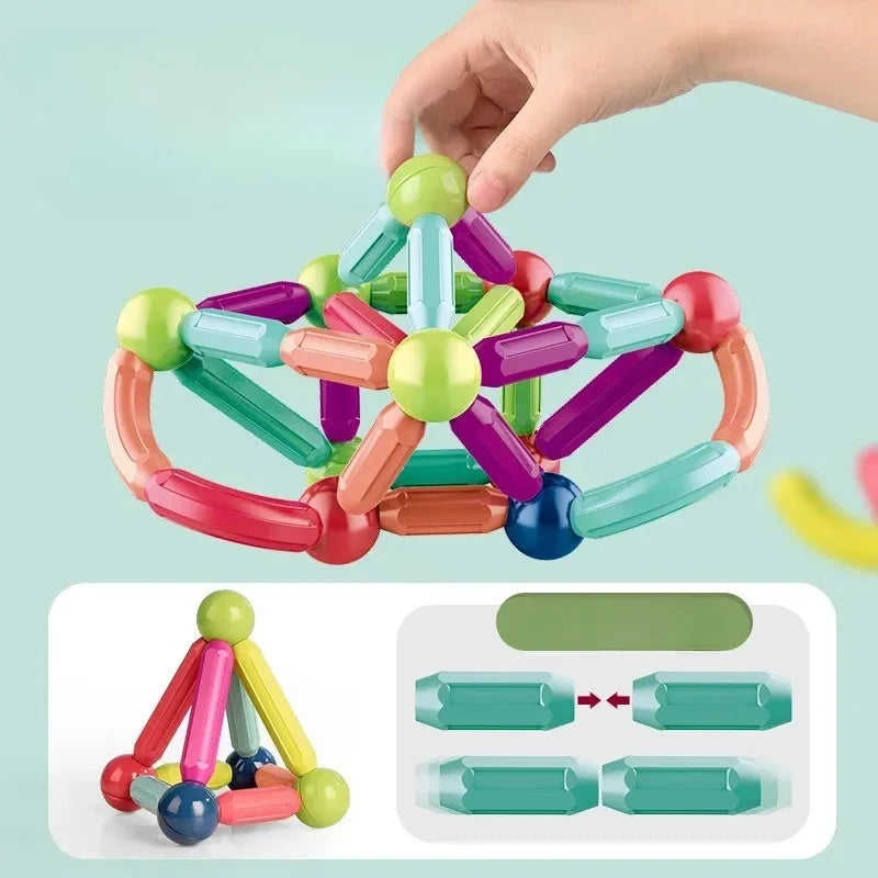 Creative Magnetic Building Blocks Kit for Babies - Assembled Educational Toys for Early Brain Development and Puzzle Fun