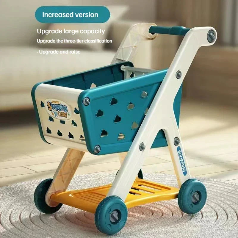 Cart Shopping Toy Push Along Grocery Trolley Kids Pretend Play Supermarket Back To School 2025 Early Education Gift