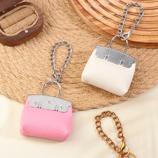 1+1 Free Birkin Inspired Mini Hand Bag - Compact Bag Charm Keychain with Metal Chain