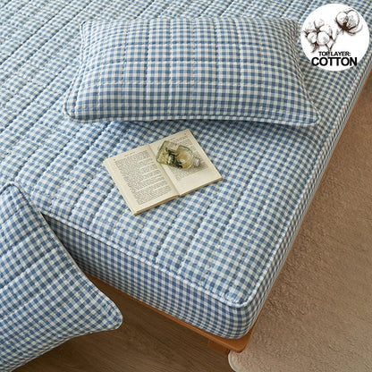 Protector Mattress Quilted Plaid Cover Breathable Antibacterial Bedding Fall 2025 Fresh Sleep
