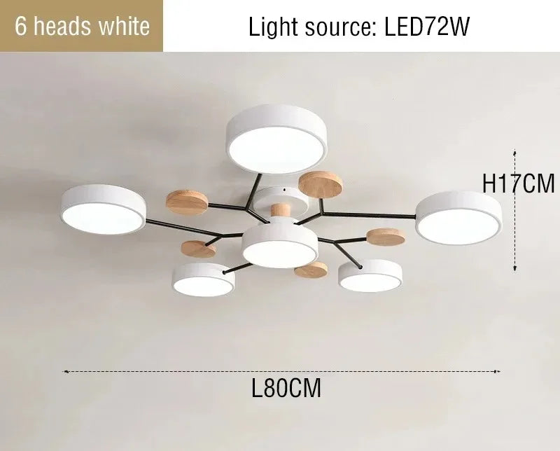 Ceiling Light LED Contemporary Fixture With Circular White Shades For Living Room