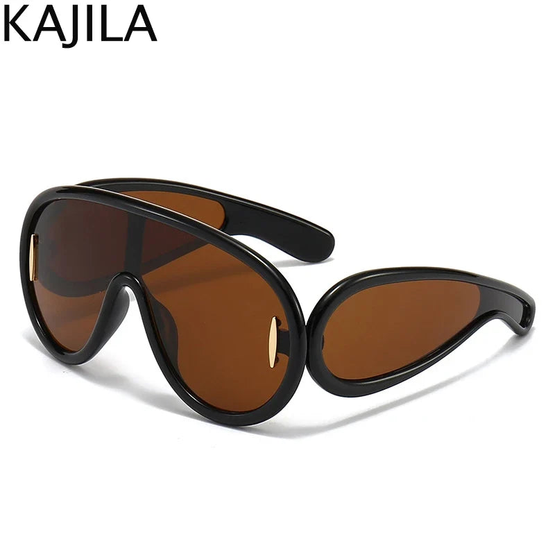 Sunglasses2026 Edition White Frame Oversized Wave Mask Goggles Y2K Punk Steampunk Eyewear TikTok Viral