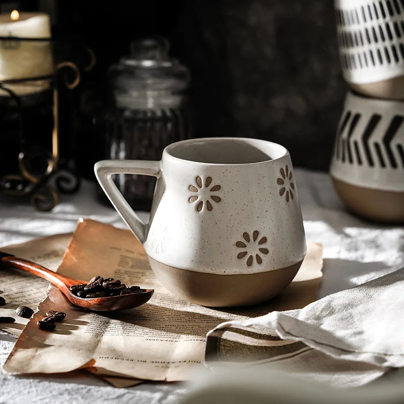 Mug Ceramic Hand Painted Large Capacity Retro Coffee Cup Fall 2025 Artisanal Breakfast Gift