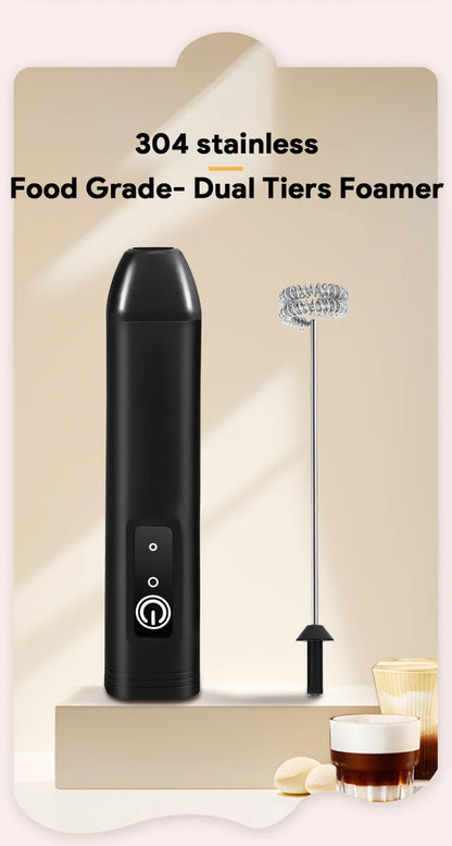 Hand-Held Foam Maker Egg Beater Coffee Drink Wand 2026 – USB Battery-Powered Motor-Driven Milk Frother 3-Speed