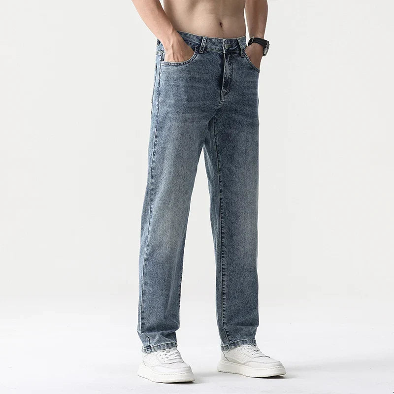 Men’s Oversized Wide Leg Jeans - Straight Lyocell, Casual