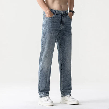 Men’s Oversized Wide Leg Jeans - Straight Lyocell, Casual
