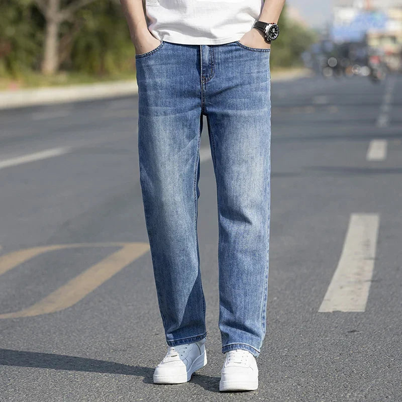 Men’s Breathable Straight Jeans - Relaxed Mid Rise Lyocell