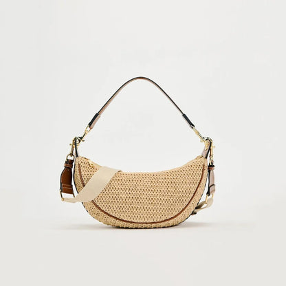 hobo style, crossbody, for beach & summer – Light women's woven straw shoulder bag