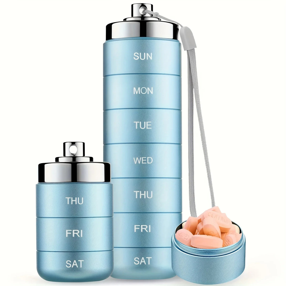 Water-Resistant, Stackable, Summer Travel 2026 – Pill Organizer Metal Travel Pill Box Kit