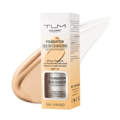 Color-Changing Liquid Foundation with SPF - Long-Lasting Water-Resistant Oil-Control Sunscreen Cream 30ml