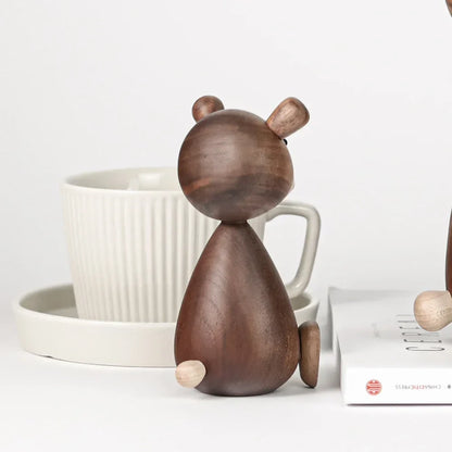 Wooden Bear Figurines Brown Scandinavian Decorative Sculptures Fall 2025 Cozy Shelf Mantel Accent Gift Idea