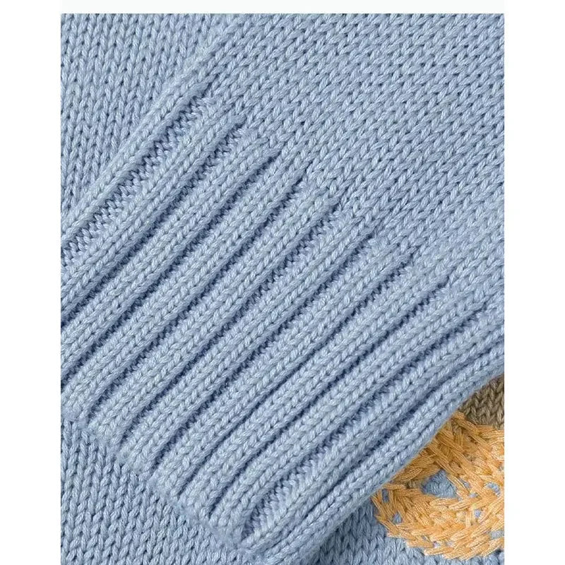 Plush Womens Knitted Sweater - Crewneck, Cotton, Weekend