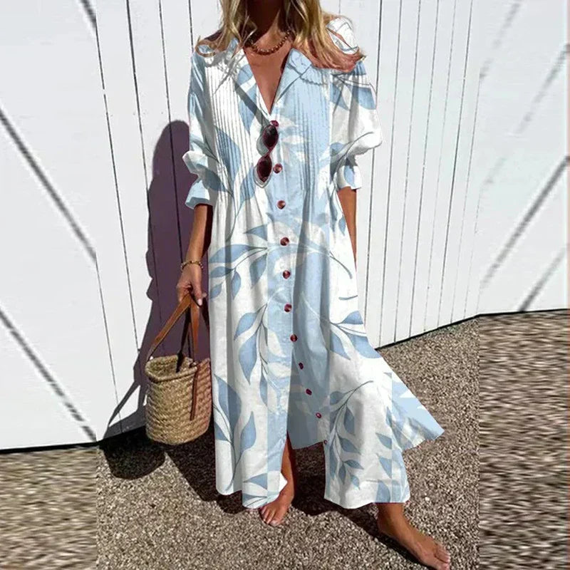 Variant image for Boho Floral Maxi Dress for Women, Elegant Deep V-Neck Long Dress with Flowy Silhouette, Lightweight Summer Style-25