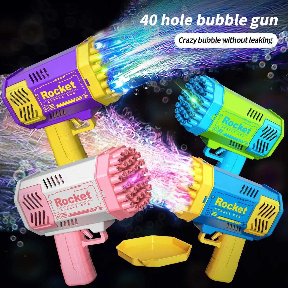 Motor-Driven 40-Hole Bubble Blaster Toy - Hand-Held Outdoor Fun for Kids, No Batteries or Bubble Option Needed