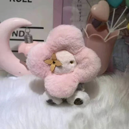 Plush Sunflower Keychain Bag Charm Pink Mini Cozy Gift