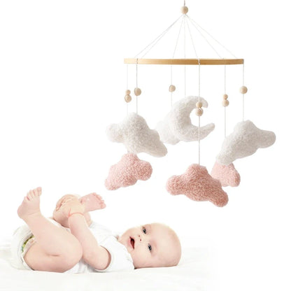 Crib Wooden Mobile Felt Bear Musical Newborn Sensory Toys