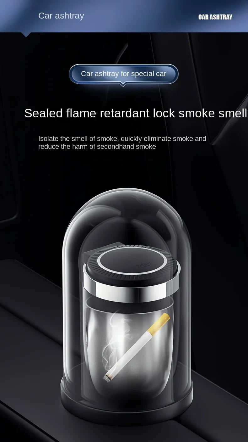 Car Ashtray One-Click Opening with LED Light - Splash Proof Alloy Liner, Vehicle Interior Accessory Fall 2026 Gift