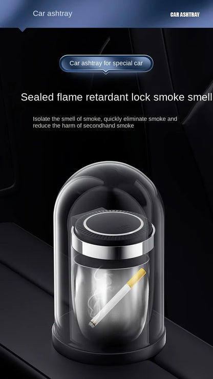 Car Ashtray One-Click Opening with LED Light - Splash Proof Alloy Liner, Vehicle Interior Accessory Fall 2026 Gift