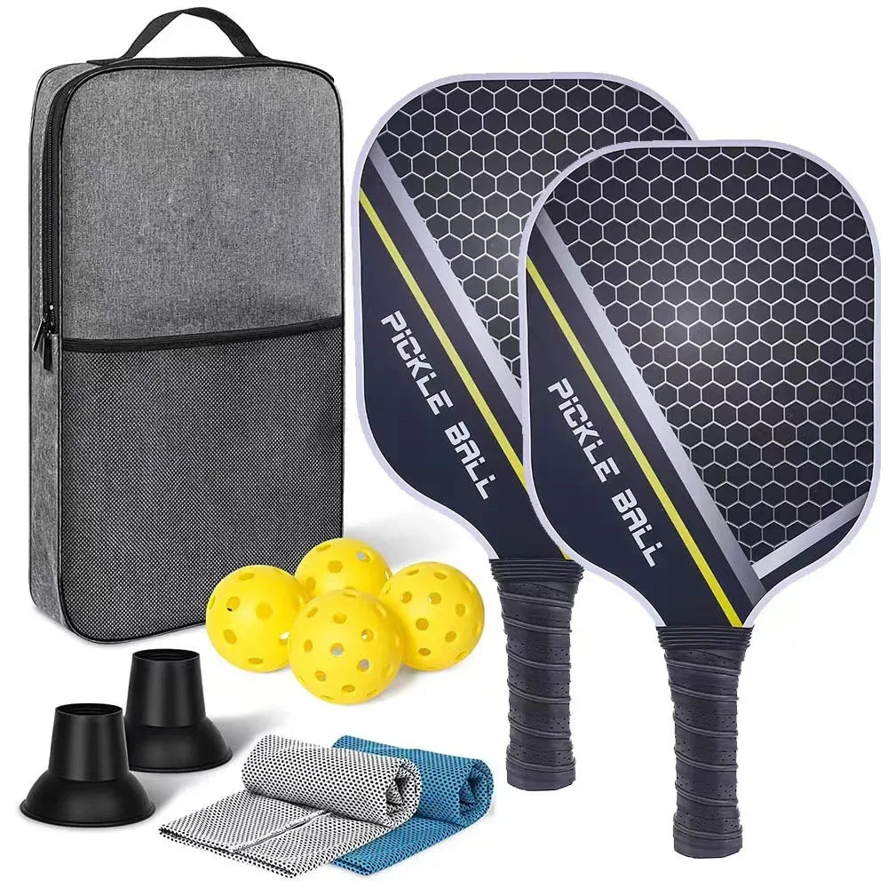 Light Graphite Pickleball Paddle Kit with Fiberglass Face and PP Honeycomb Core for Indoor and Outdoor Play