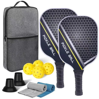 Light Graphite Pickleball Paddle Kit with Fiberglass Face and PP Honeycomb Core for Indoor and Outdoor Play