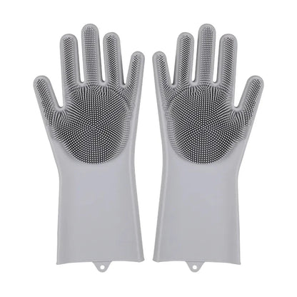 Silicone Dishwashing Gloves with Scrubber - Eco-Friendly Household Cleaning Device