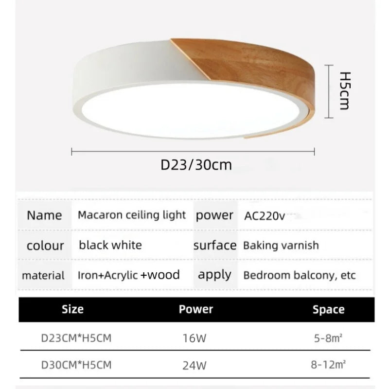 Japandi Led Ceiling Light Scandinavian Wood Contemporary Plush Glow Diffuser