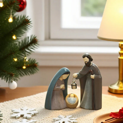 Nativity Scene Ornament Luminous Hand-Held Lamp Folk Art Christmas Decor 2025 Gift