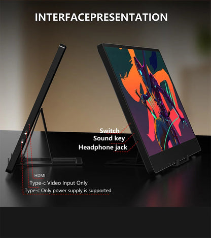 Travel-Friendly 14 Inch Monitor 178 Degree View Built In Speaker