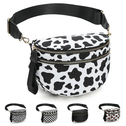 large capacity bum bag, adjustable crossbody mommy travel bag – Casual women's checkered fanny pack